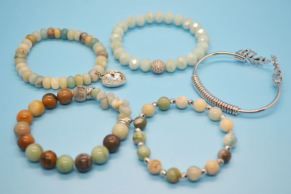 Amazonite Angel Protection 5-piece Bracelet Set