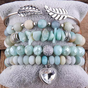 Amazonite Angel Protection 5-piece Bracelet Set