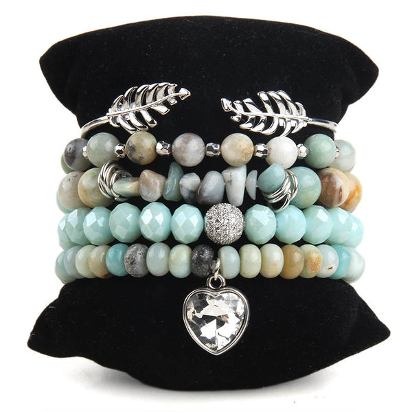 Amazonite Angel Protection 5-piece Bracelet Set