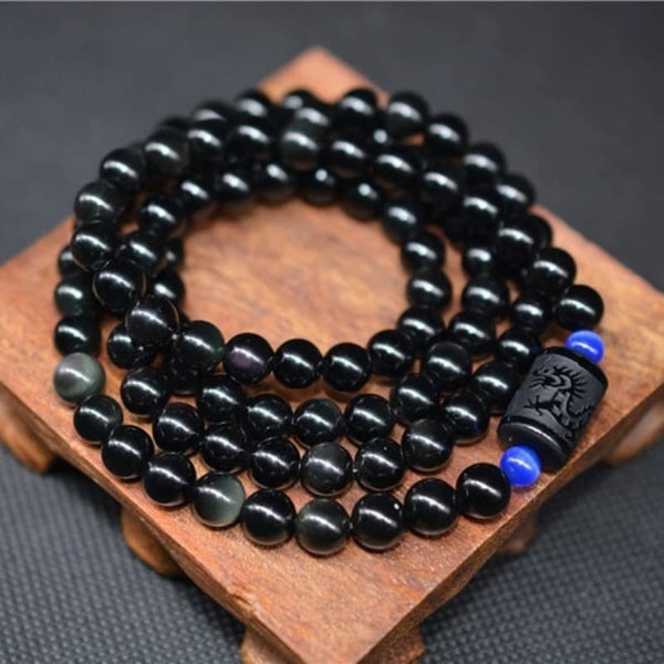 Abundance & Prosperity Obsidian Mala