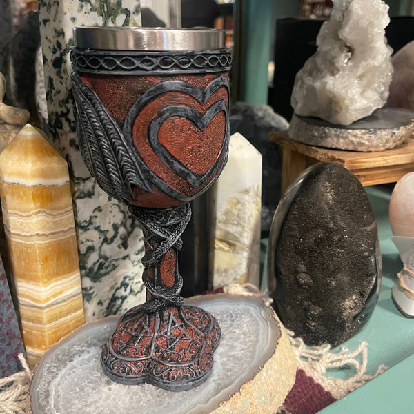 Medieval Double Dragon Heart Goblet