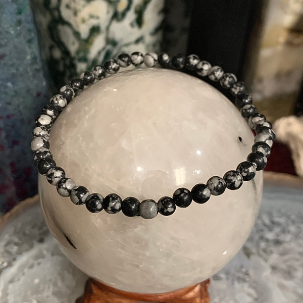 Snowflake Obsidian 4mm Stackable Stretch Bracelet