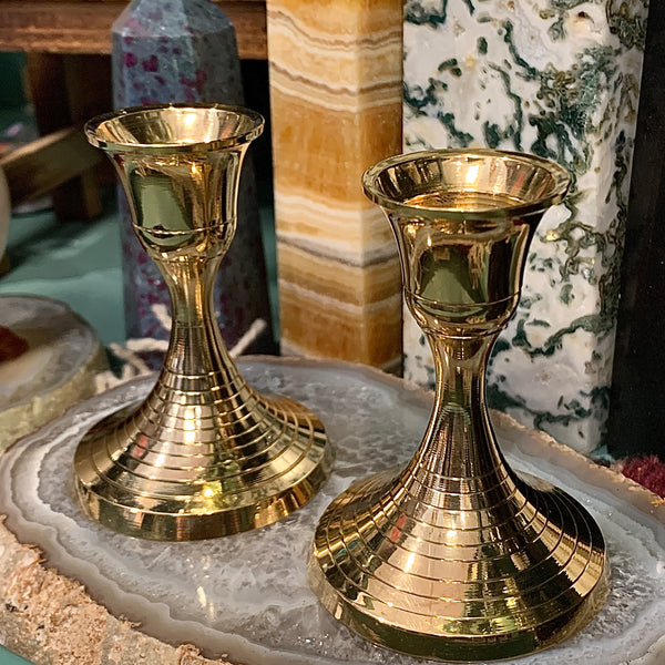 Taper Candle Holder Brass Set of 2