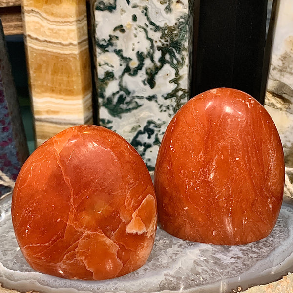 Orange Calcite Cut Base