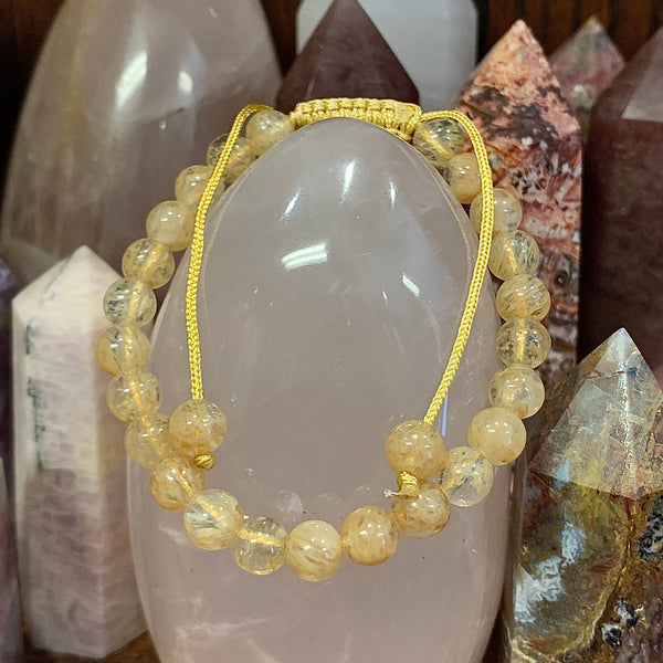 Citrine Macrame 8mm Round Bracelet