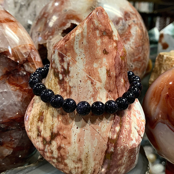 Blue Goldstone 6mm & 8mm Stackable Bracelet