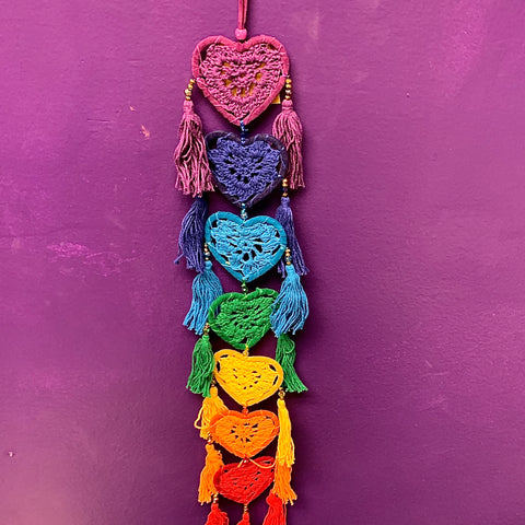 Seven Chakra Hearts Crochet Dream Catcher