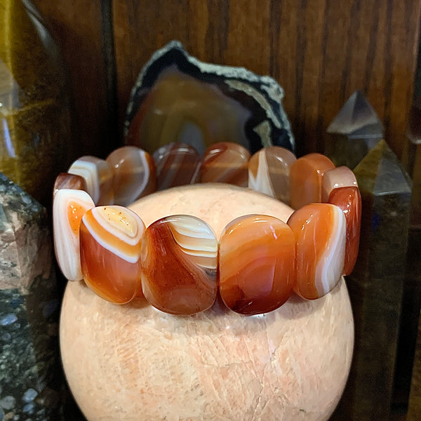 Carnelian Oval Tile Stretch Stackable Bracelet