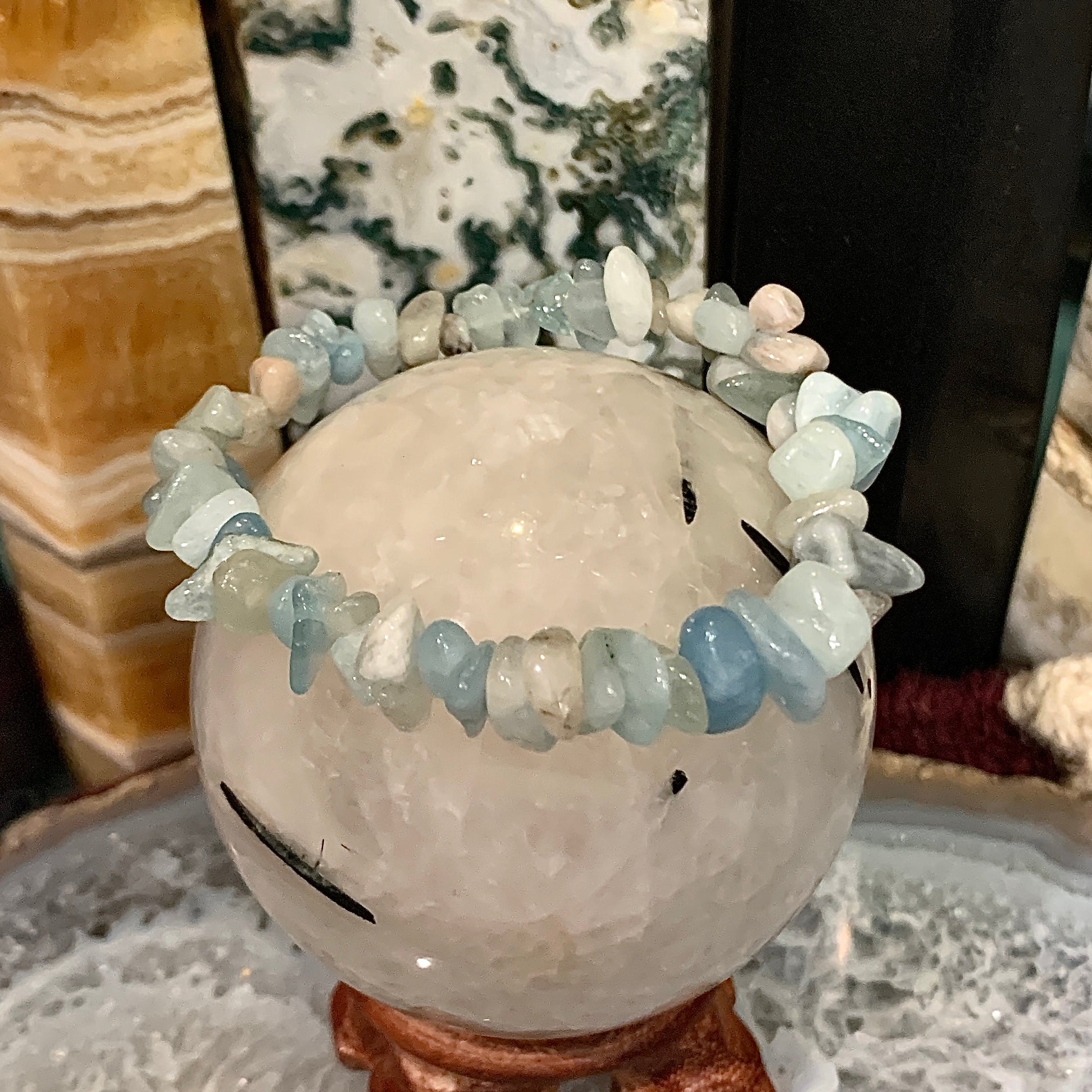 Aquamarine Chip Style Stackable Bracelet