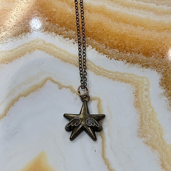 Bronze Star with Angel Wings 18 Inch Necklace