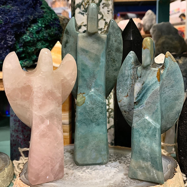 Angel Carving in Rose Quartz or Ocean Jasper