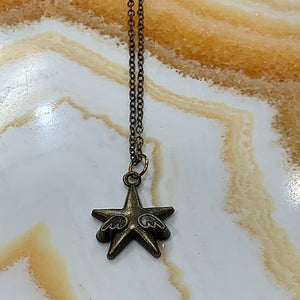 Bronze Star with Angel Wings 18 Inch Necklace