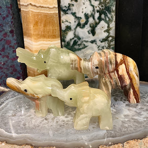 Green Onyx Elephant Carving