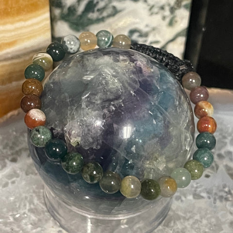 Fancy Jasper 6mm Round Beaded Macramé Bracelet