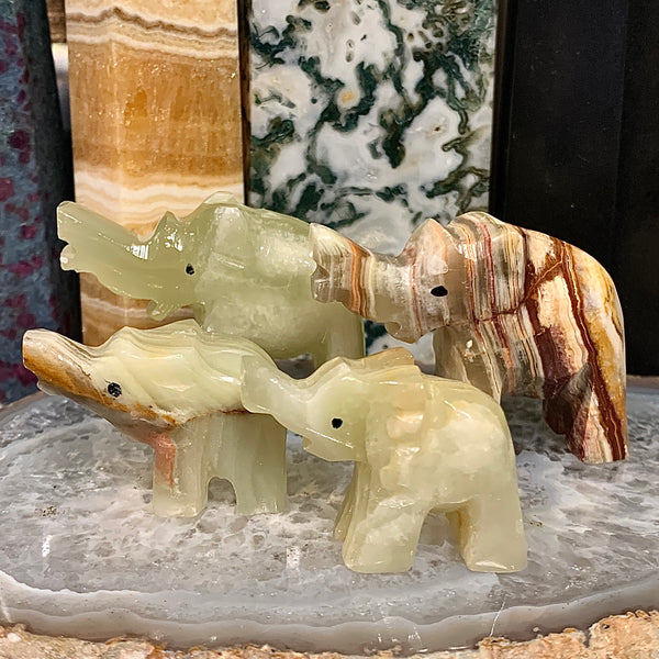 Green Onyx Elephant Carving