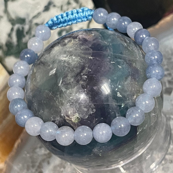 Aquamarine 6mm Macrame Bracelet