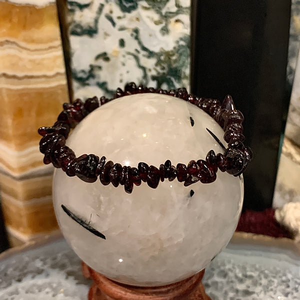 Garnet Chip Style Stackable Bracelet