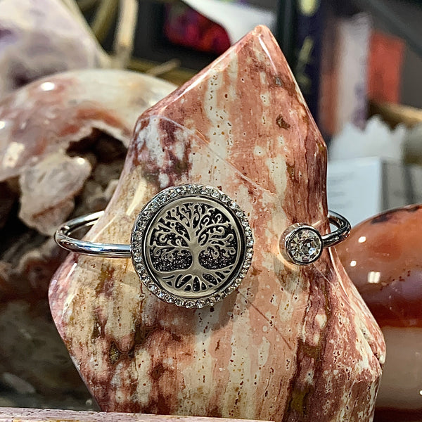 Tree of Life Cuff Style Stainless Steel Aromatherapy Diffuser Bracelet