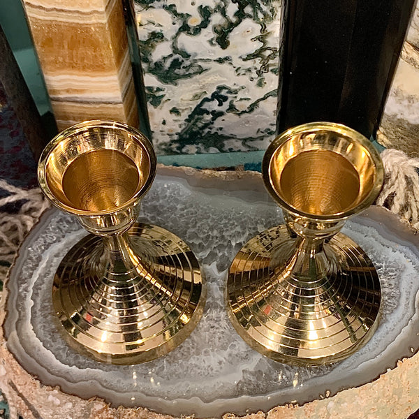 Taper Candle Holder Brass Set of 2