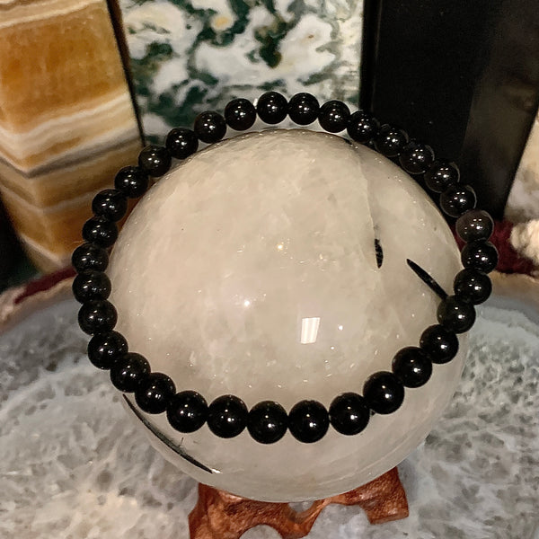 Black Moonstone 6mm Round Stackable Bracelet