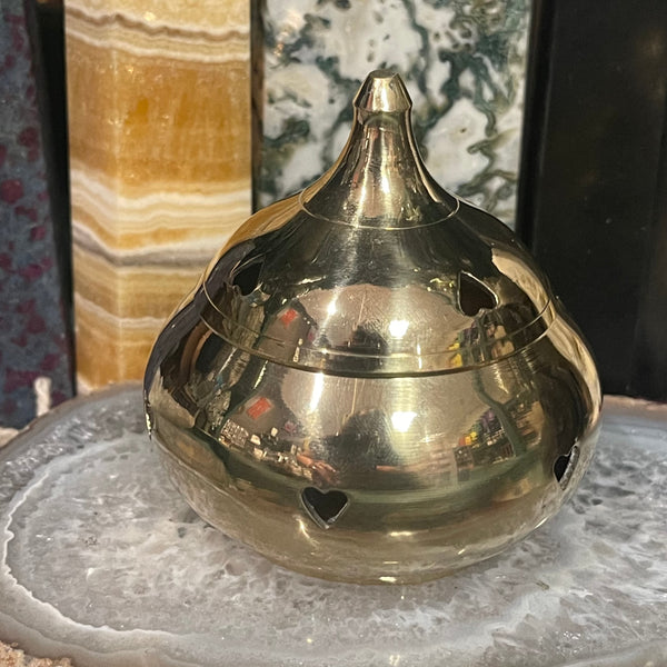 Brass Incense Burner Heart Shaped Holes