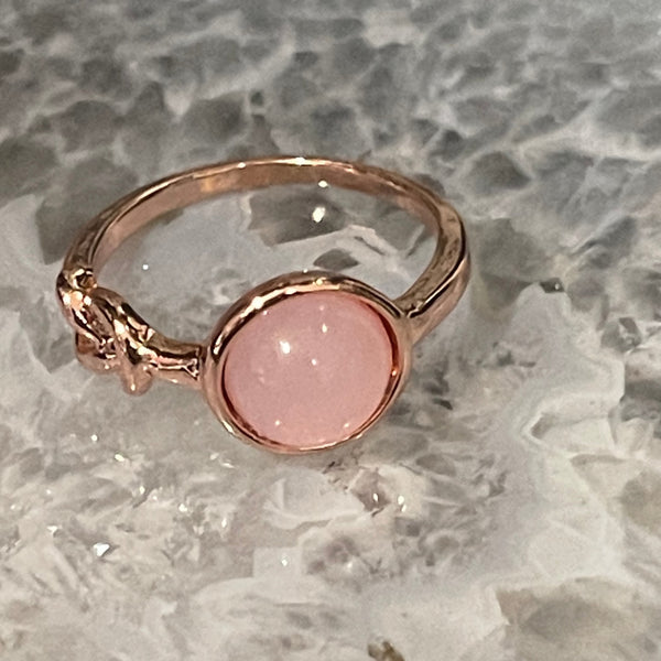 Rose Quartz Eternity Knot Band Ring with Rose Gold Finish