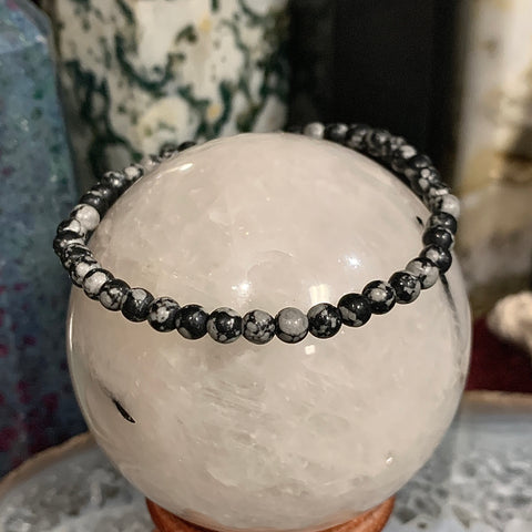 Snowflake Obsidian 4mm Stackable Stretch Bracelet