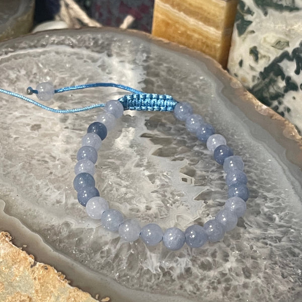 Aquamarine 6mm Macrame Bracelet