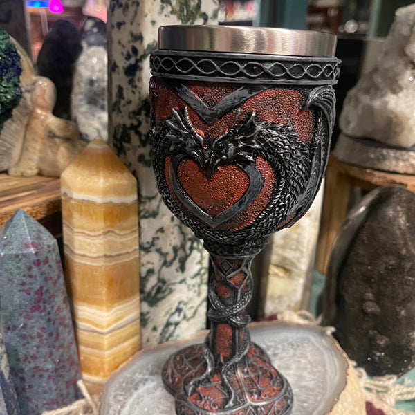 Medieval Double Dragon Heart Goblet