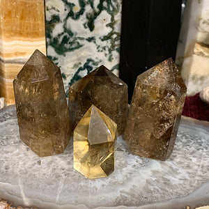 Citrine and Smokey Citrine Obelisk Towers in Various Sizes