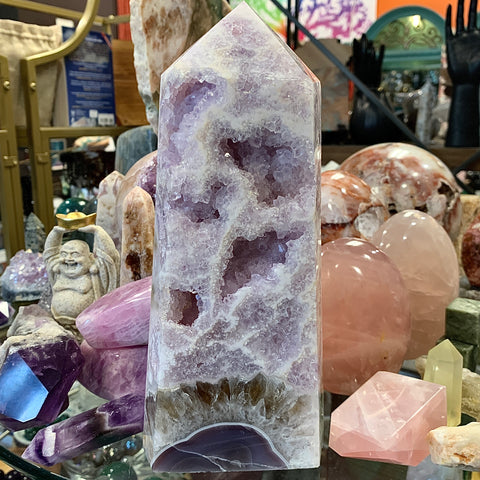 Amethyst Druzy Flower Quartz Generator Tower