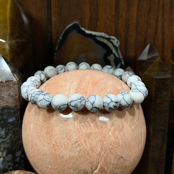 Natural White Howlite Beaded Healing Bracelet