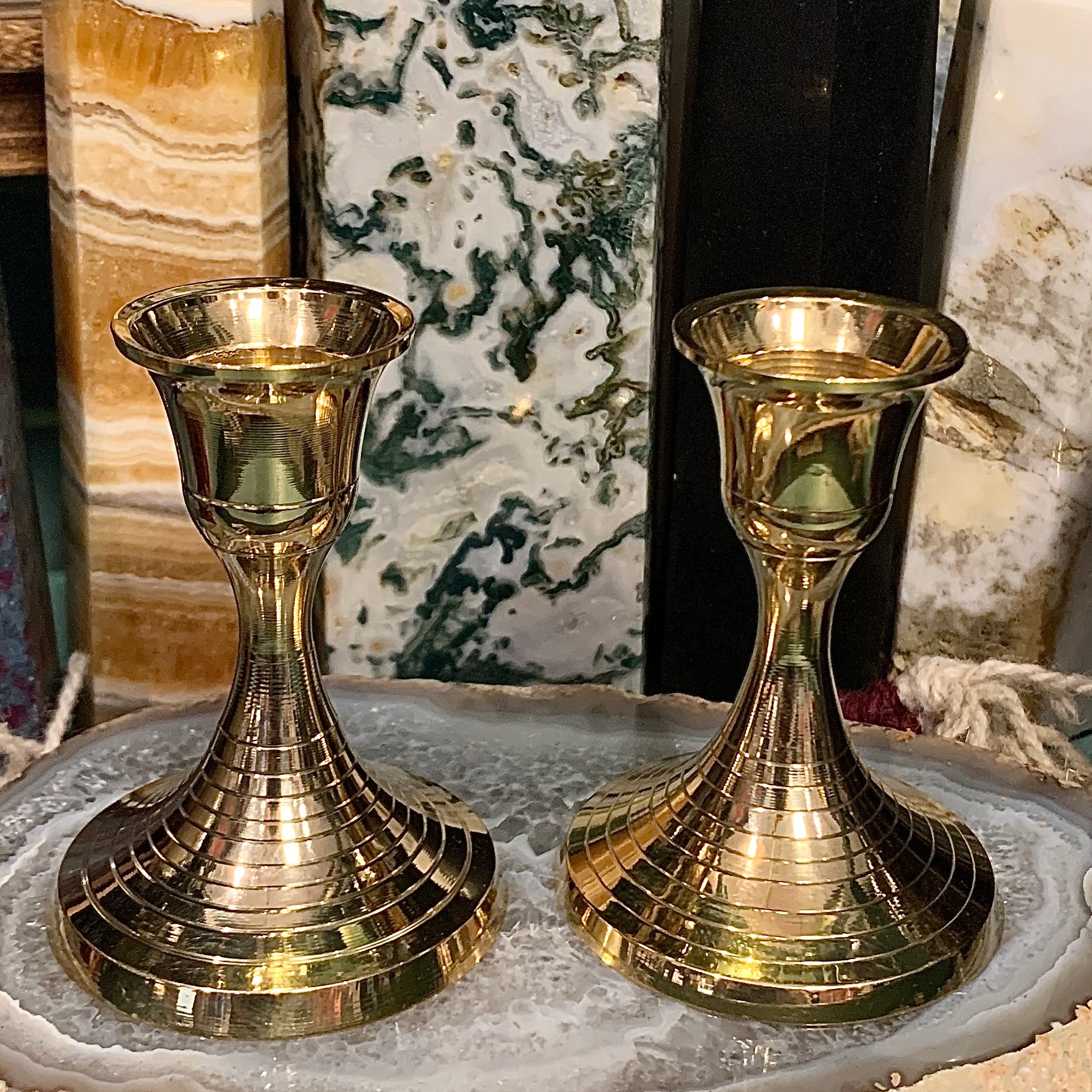 Taper Candle Holder Brass Set of 2