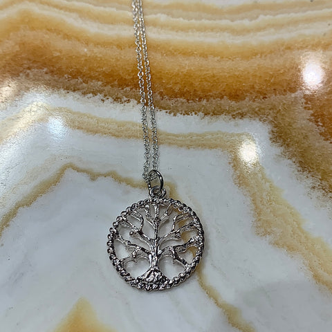 Silver Plated Tree of Life 20 Inch Necklace