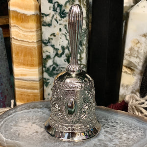Floral Design Silver Altar Bell 4.5 Inch Tall