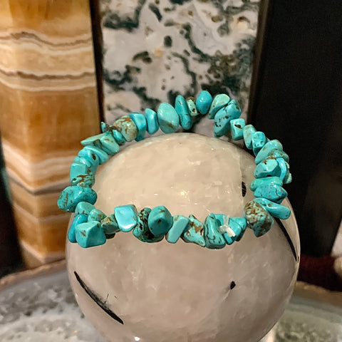 Natural Turquoise Chip Style Stackable Bracelet