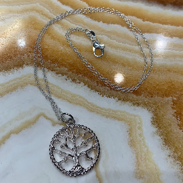 Silver Plated Tree of Life 20 Inch Necklace