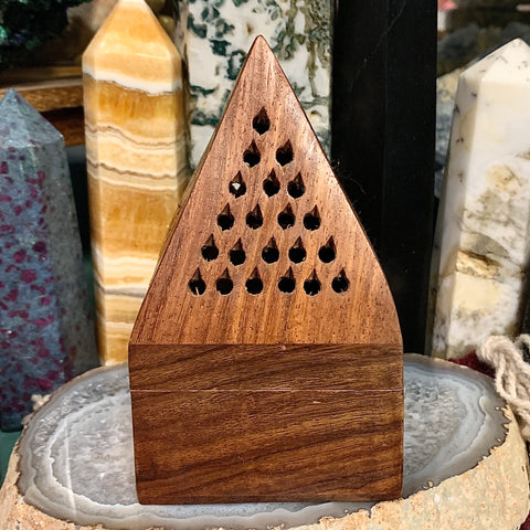 Square Wood Incense Burner Cone