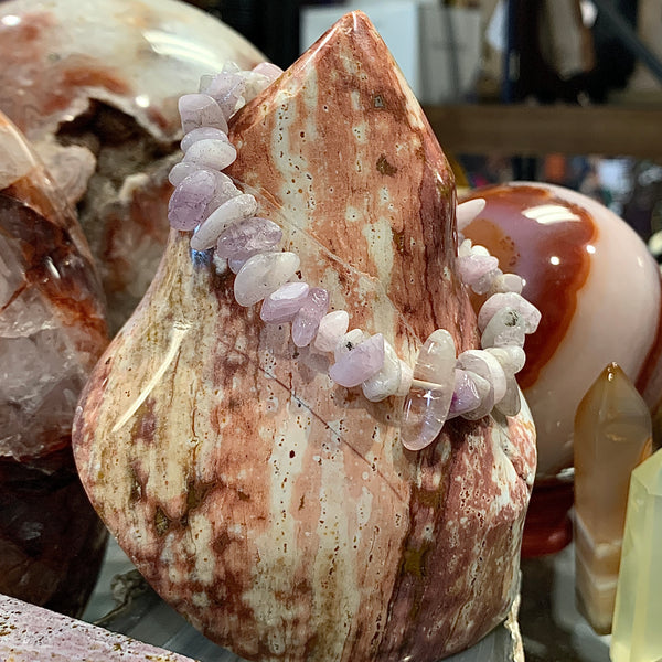 Kunzite Chip Style Stackable Bracelet