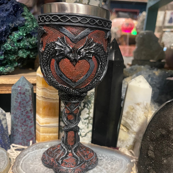 Medieval Double Dragon Heart Goblet