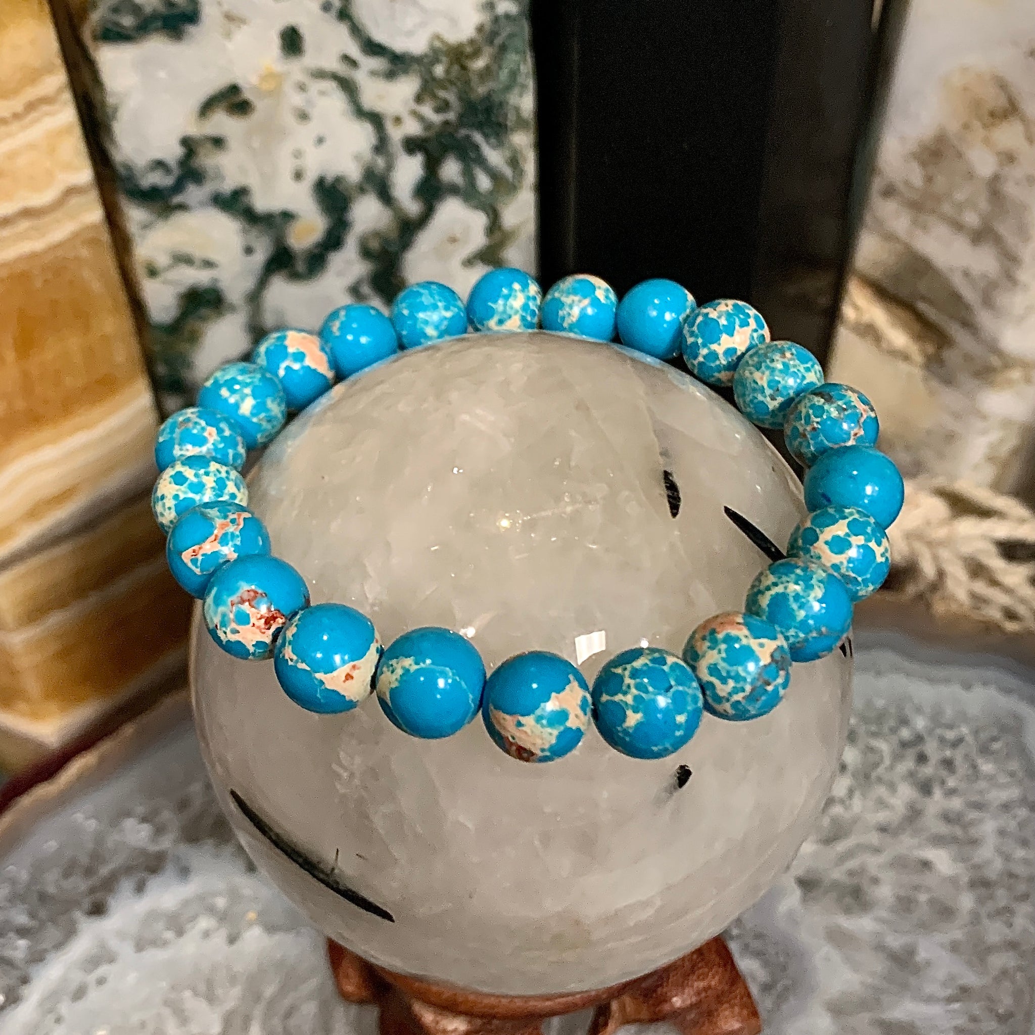 Turquoise Jasper 8mm Round Stackable Bracelet