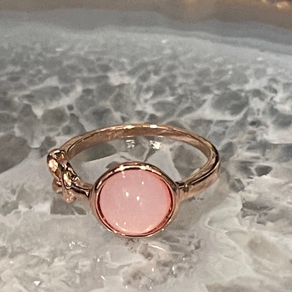 Rose Quartz Eternity Knot Band Ring with Rose Gold Finish