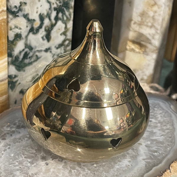 Brass Incense Burner Heart Shaped Holes