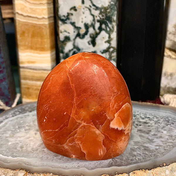 Orange Calcite Cut Base