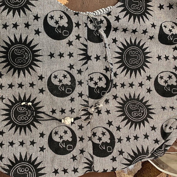 Star, Sun, and Moon Black and White Sling Bag