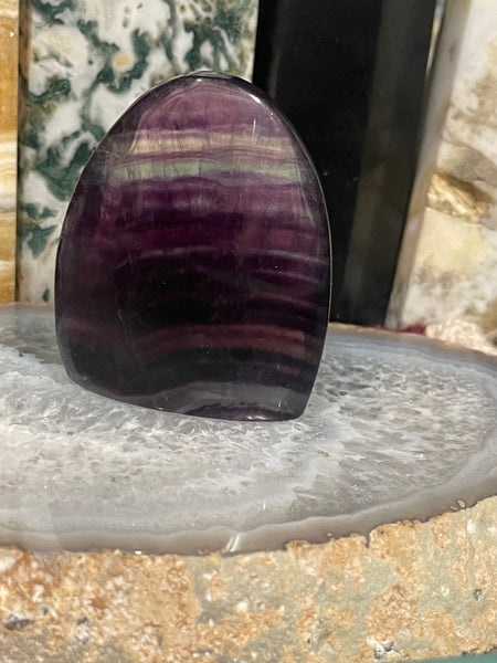 Rainbow Fluorite Polished Cut Base Free Form