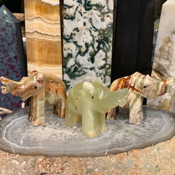 Green Onyx Elephant Carving