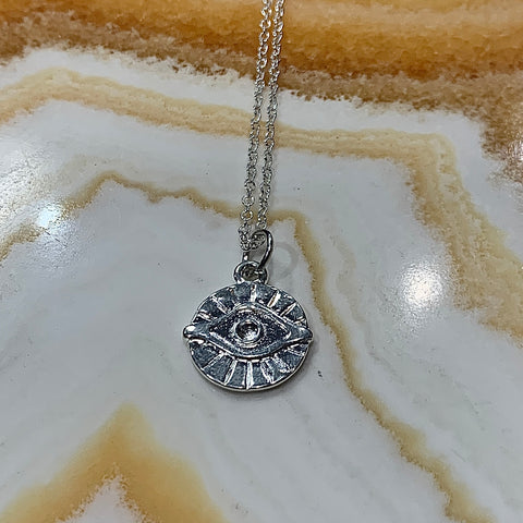 Silver Plated Evil Eye 20 Inch Necklace