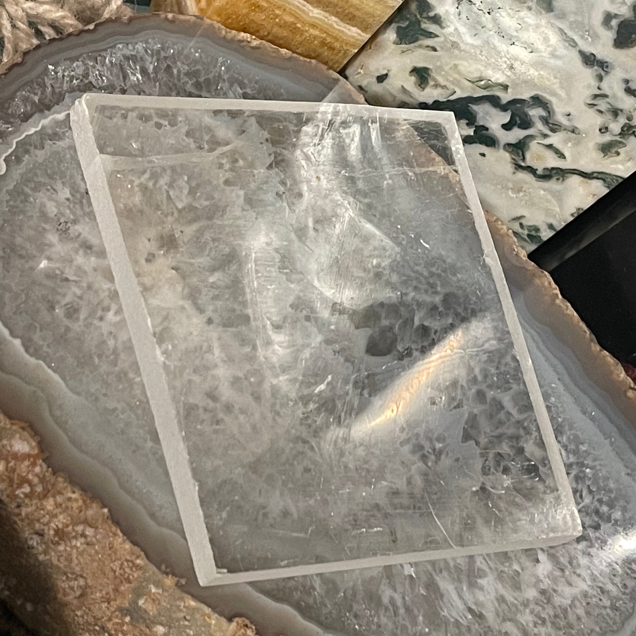 Selenite Clear Freeform Charger Plate