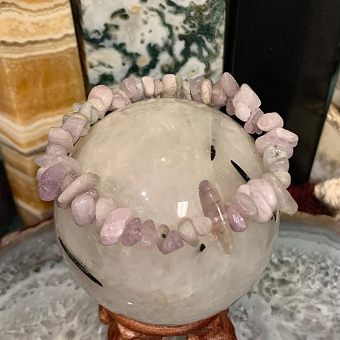 Kunzite Chip Style Stackable Bracelet